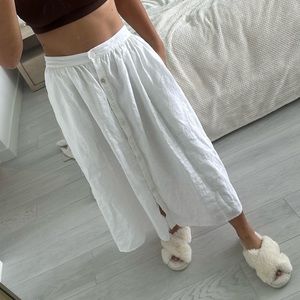 Reformation 100% linen long white button up with pockets skirt size 4 S
